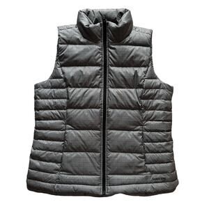 Lands' End Vest Down Filled Quilted Glen Check Black White Womens Medium Outdoor